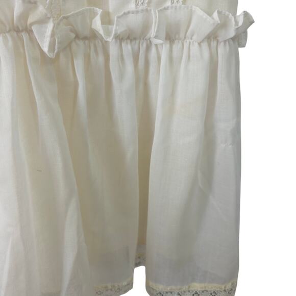 Gunne Sax Vintage 70s Edwardian Style White Midi Dress Size 11 M Drop Waist - Picture 11 of 14